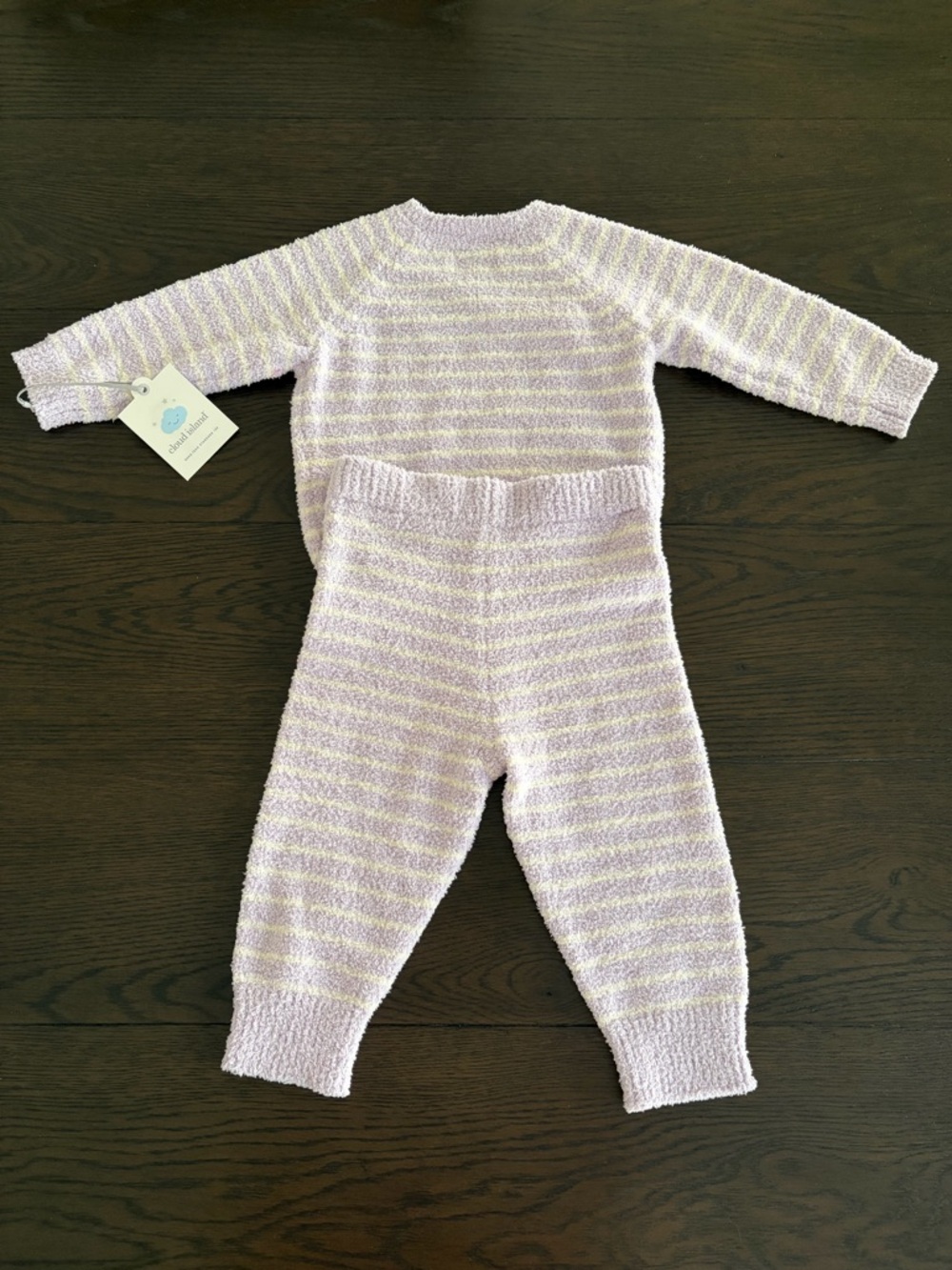 Baby Girls Purple Striped Chenille Wrap Top & Pants Set (6-9M) - Picture 5 of 6